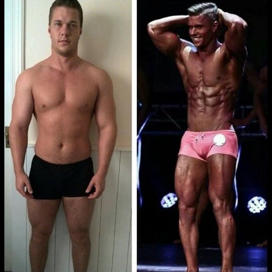 Before and after, physique preparation
